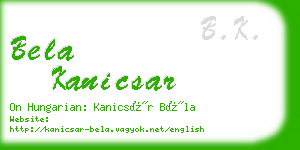 bela kanicsar business card